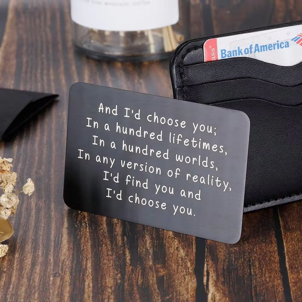 Wallet Insert Card Gifts for Him Men Husband Valentine from Wife Girlfriend Boyfriend Anniversary Birthday Gift for Groom Fiance