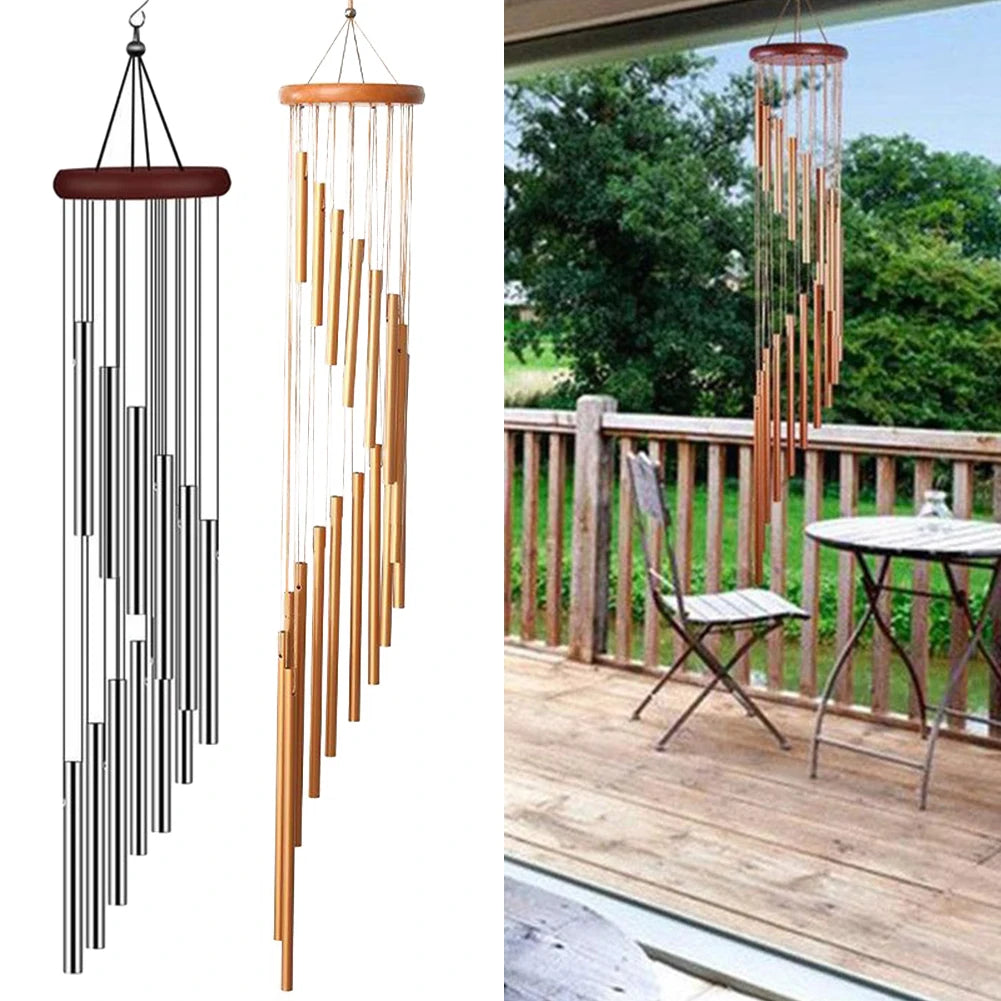 12 Tube Wind Chime Aluminum Tube Pine Musical Wind Chime Waterproof Windproof Suitable for Coffee Shop Garden Restaurant