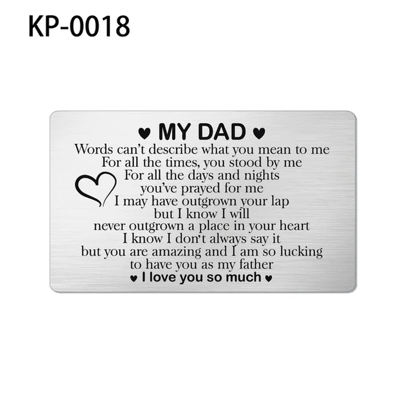 Stainless Steel Wallet Card Postcard Family to MY SON DAUGHTER SISTER BROTHER DAD MOM WIFE HUSBAND Couple Christmas Gift Trendy