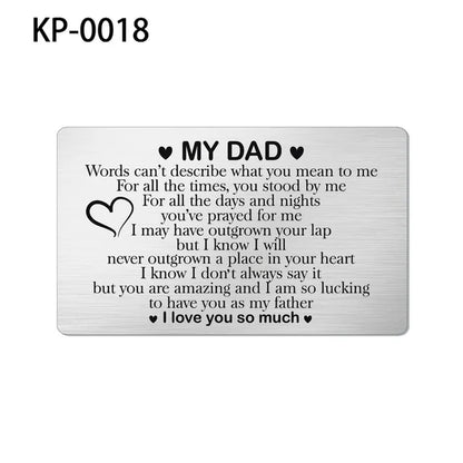 Stainless Steel Wallet Card Postcard Family to MY SON DAUGHTER SISTER BROTHER DAD MOM WIFE HUSBAND Couple Christmas Gift Trendy