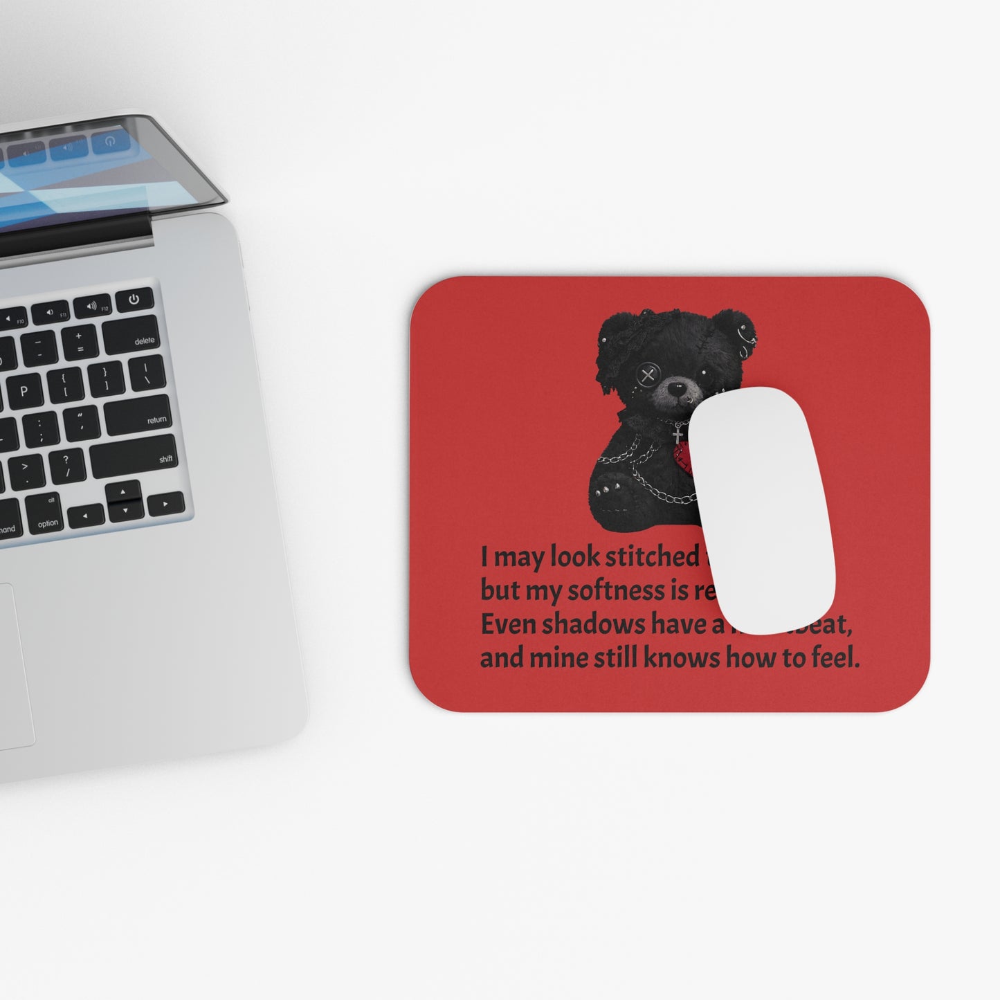 Stitched Softness — A Mouse Pad for Gentle Strength Red