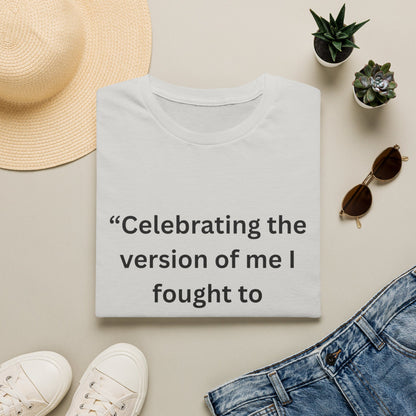 "Celebrating The Version of Me" — Empowered Man Unisex Softstyle Tee (Black Print)