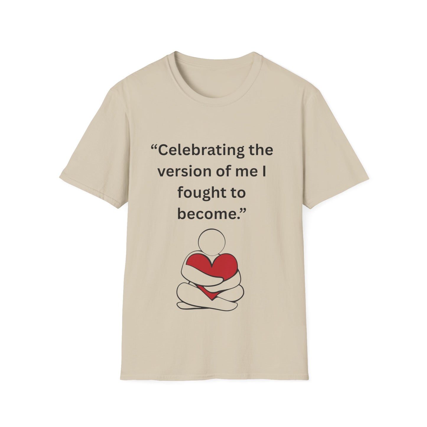 "Celebrating The Version of Me" — Self-Love Heart Unisex Softstyle Tee