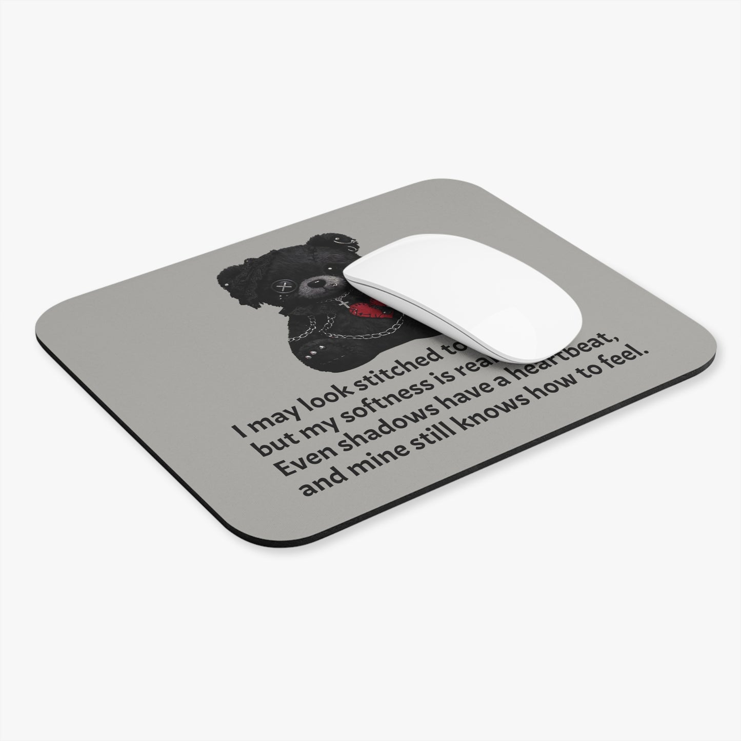 Stitched Softness — A Mouse Pad for Gentle Strength Gray