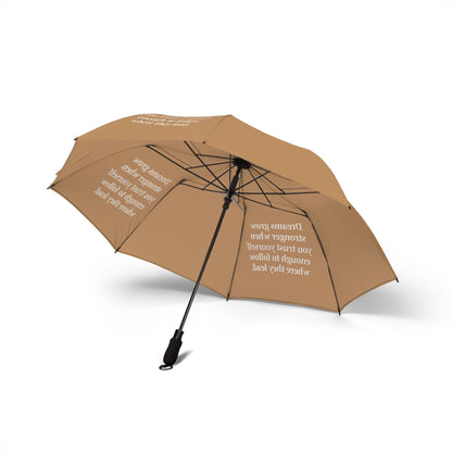 "Dreams Grow Stronger" — Tan Semi-Automatic Foldable Umbrella