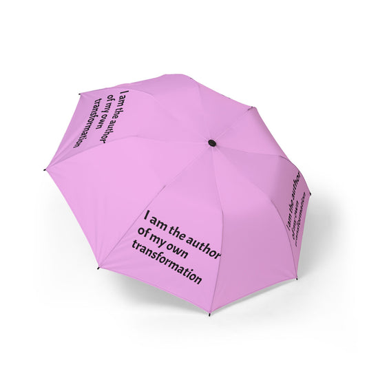 “I Am the Author of My Own Transformation” — Pink Semi‑Automatic Foldable Umbrella