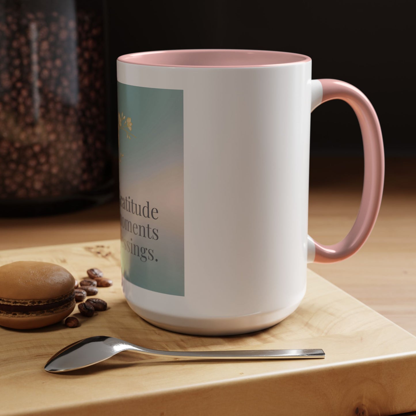 Gratitude Coffee Mug 15oz – Inspirational Accent Mug for Morning Rituals & Positive Energy