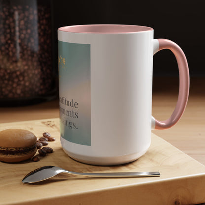 Gratitude Coffee Mug 15oz – Inspirational Accent Mug for Morning Rituals & Positive Energy