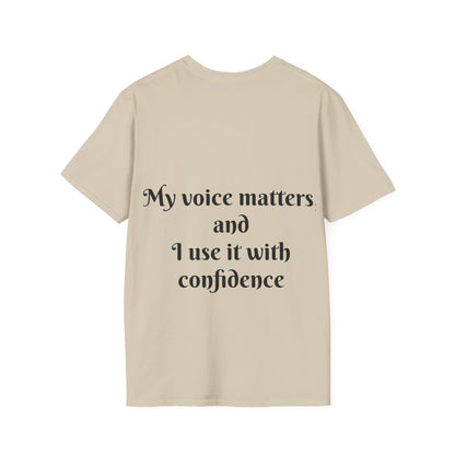 My Voice Matters, and I Use It with Confidence — Unisex Softstyle T‑Shirt
