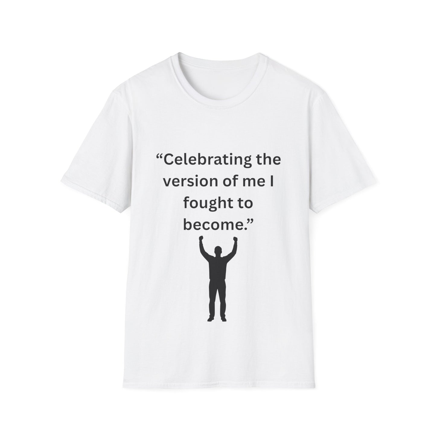 "Celebrating The Version of Me" — Empowered Man Unisex Softstyle Tee (Black Print)