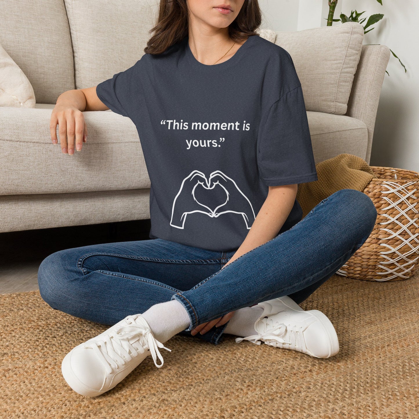 "This Moment Is Yours" — Heart Hands Unisex Softstyle Tee (White Print)