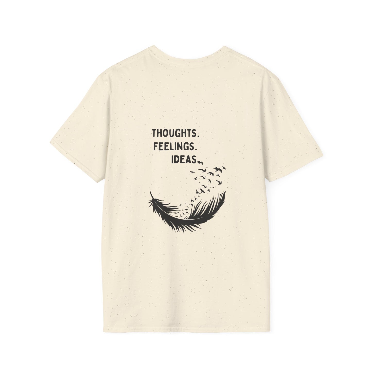 "Thoughts. Feelings. Ideas." — Unisex Softstyle T‑Shirt (Black Print)