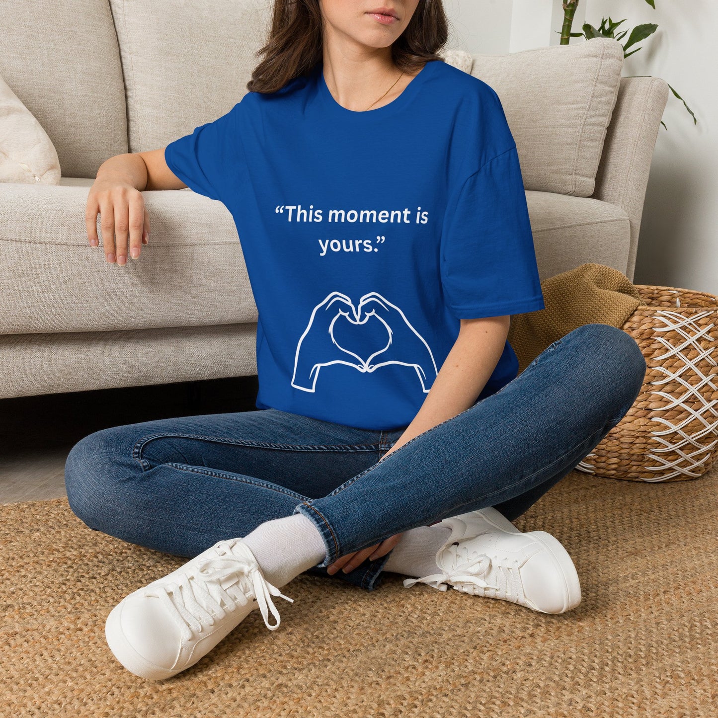 "This Moment Is Yours" — Heart Hands Unisex Softstyle Tee (White Print)