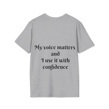 My Voice Matters, and I Use It with Confidence — Unisex Softstyle T‑Shirt