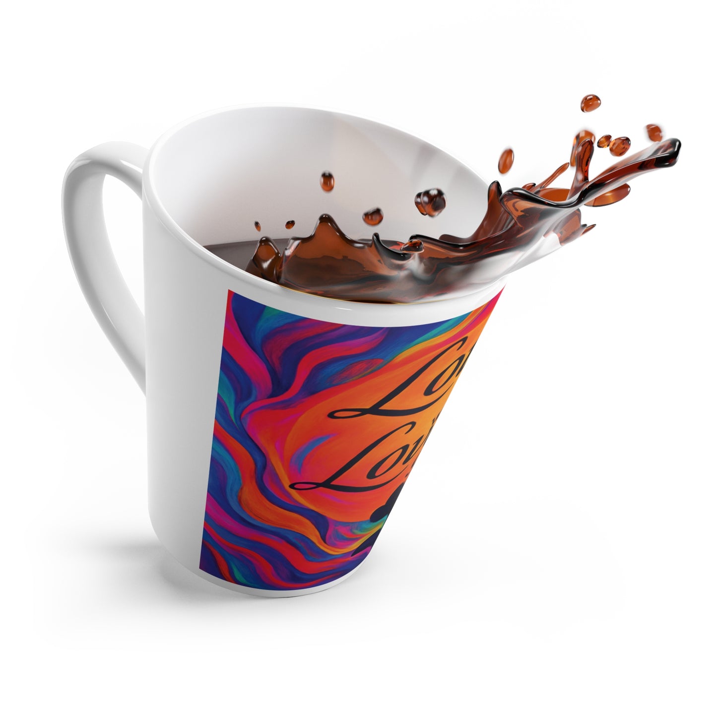 "Love flows where Love grows" Colorful Psychedelic Heart Coffee Latte Mug