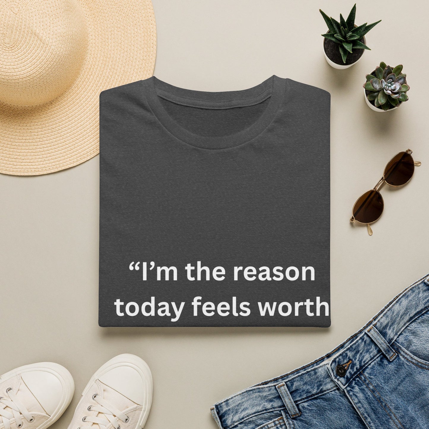 "I'm The Reason Today Feels Worth Celebrating" — Unisex Softstyle Tee (White Print)