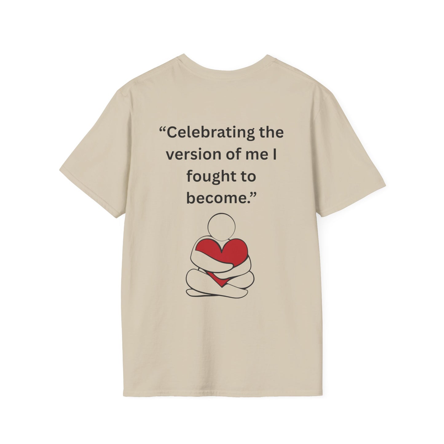 "Celebrating The Version of Me" — Self-Love Heart Unisex Softstyle Tee