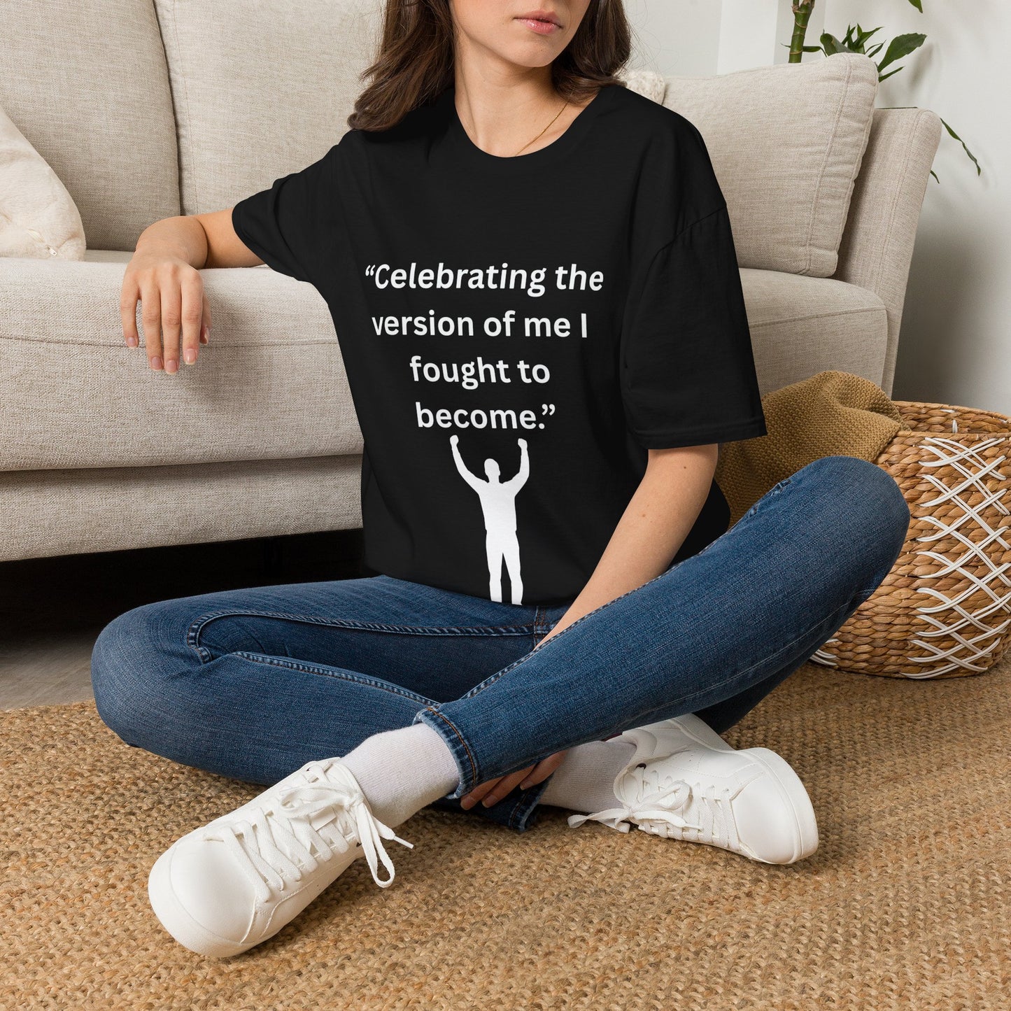 "Celebrating The Version of Me" — Empowered Man Unisex Softstyle Tee (White Print)
