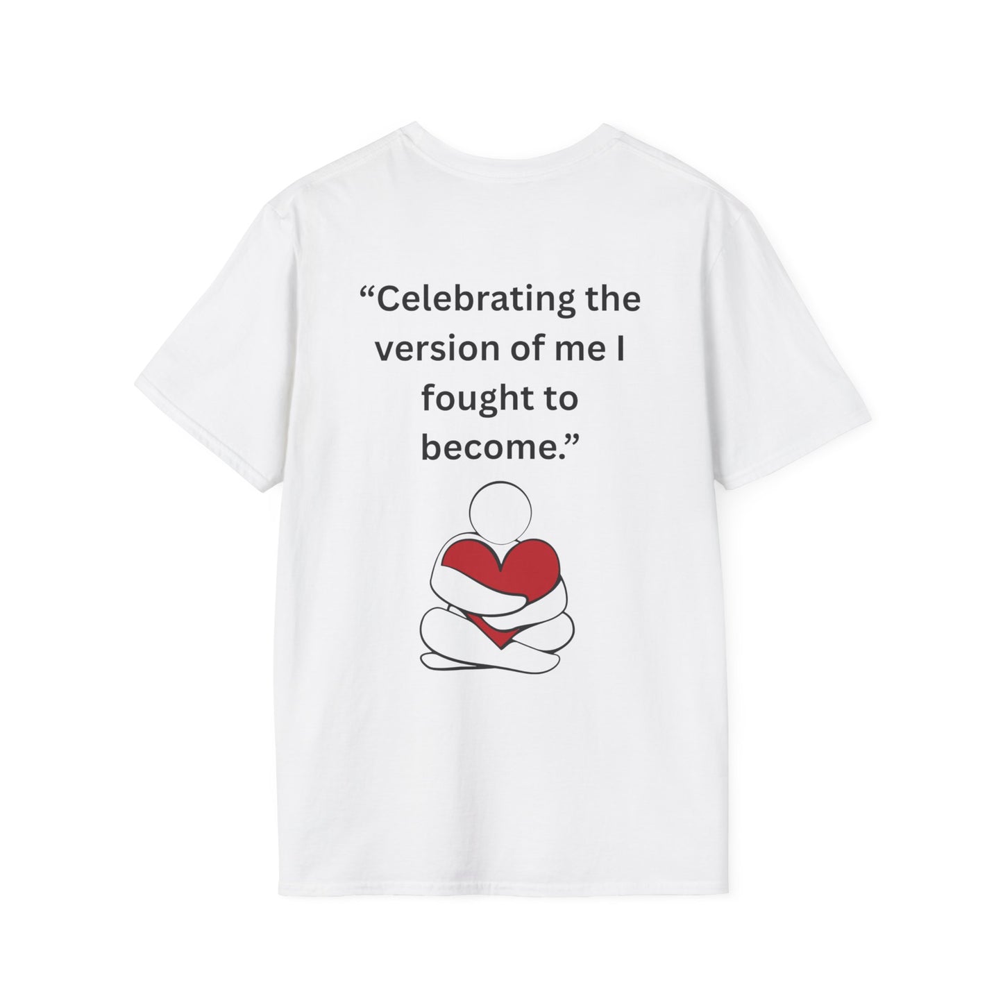 "Celebrating The Version of Me" — Self-Love Heart Unisex Softstyle Tee