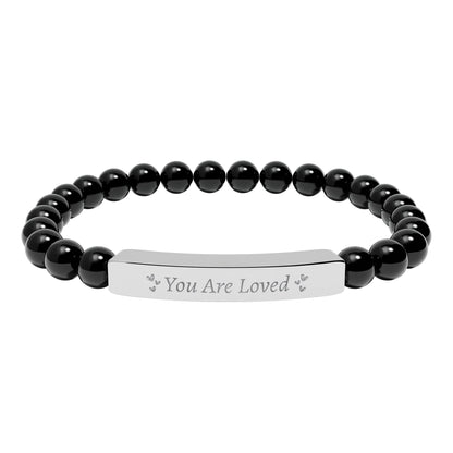 You Are Loved Natural Stone Bar Bracelet – Genuine Gemstone Stretch Jewelry Gift