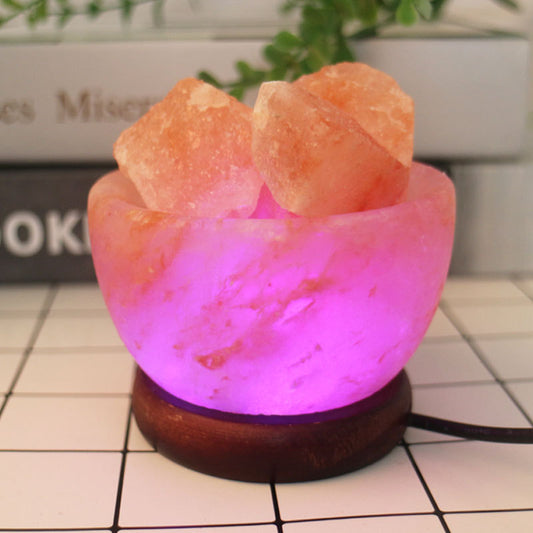 Crystal Salt Stone Cornucopia Lamp LED Color Changing Himalayan Salt Light