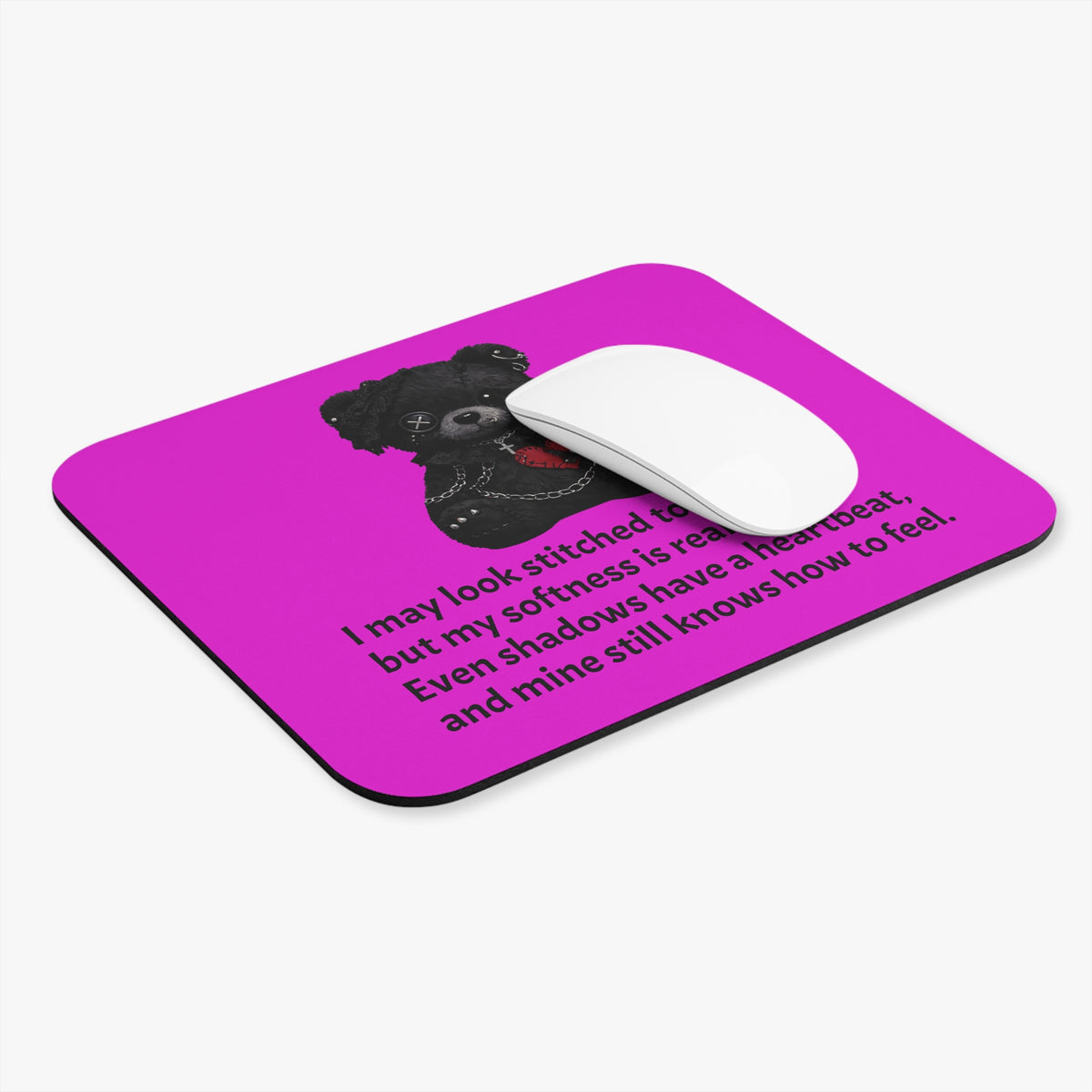 Stitched Softness — A Mouse Pad for Gentle Strength Dark Pink