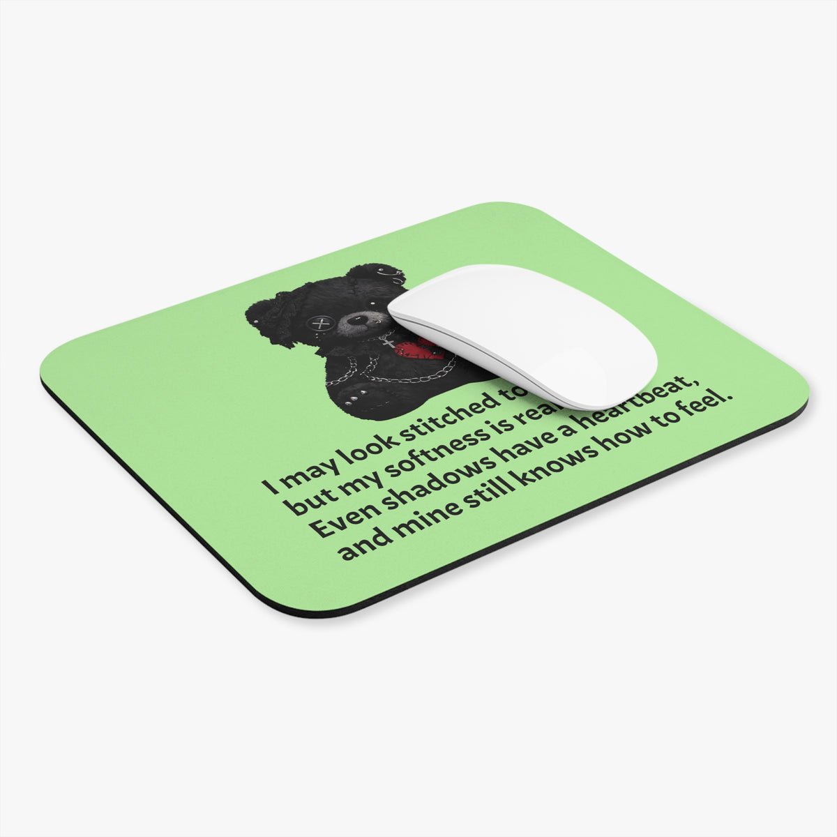 Stitched Softness — A Mouse Pad for Gentle Strength Light Green