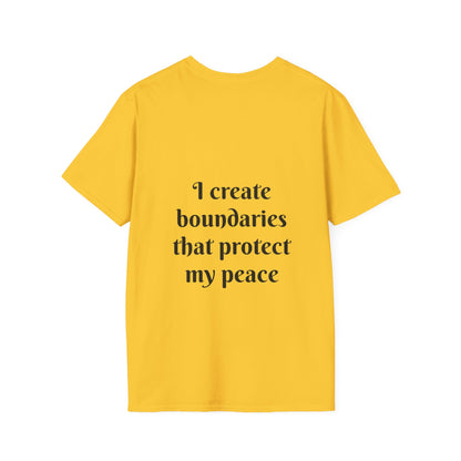 "I Create Boundaries That Protect My Peace" — Unisex Softstyle T‑Shirt