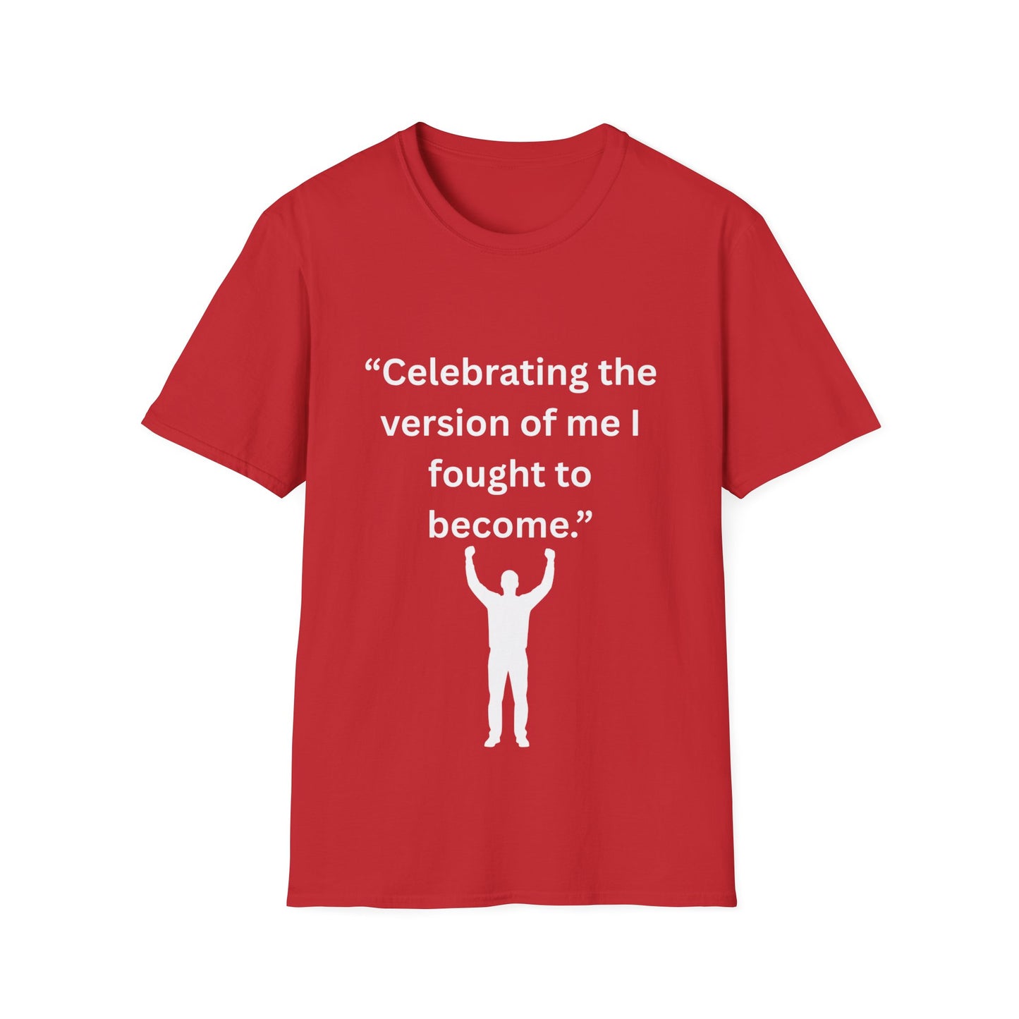 "Celebrating The Version of Me" — Empowered Man Unisex Softstyle Tee (White Print)