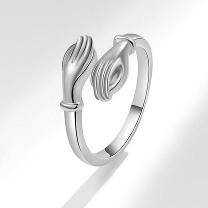 Hug Ring – Adjustable Open Design in White Gold & Rose Gold
