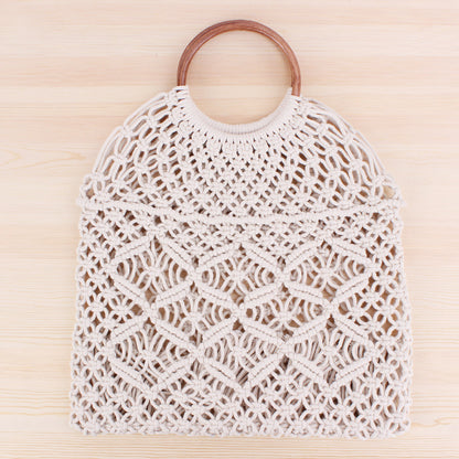 Vintage Chic Macrame Net Handbag