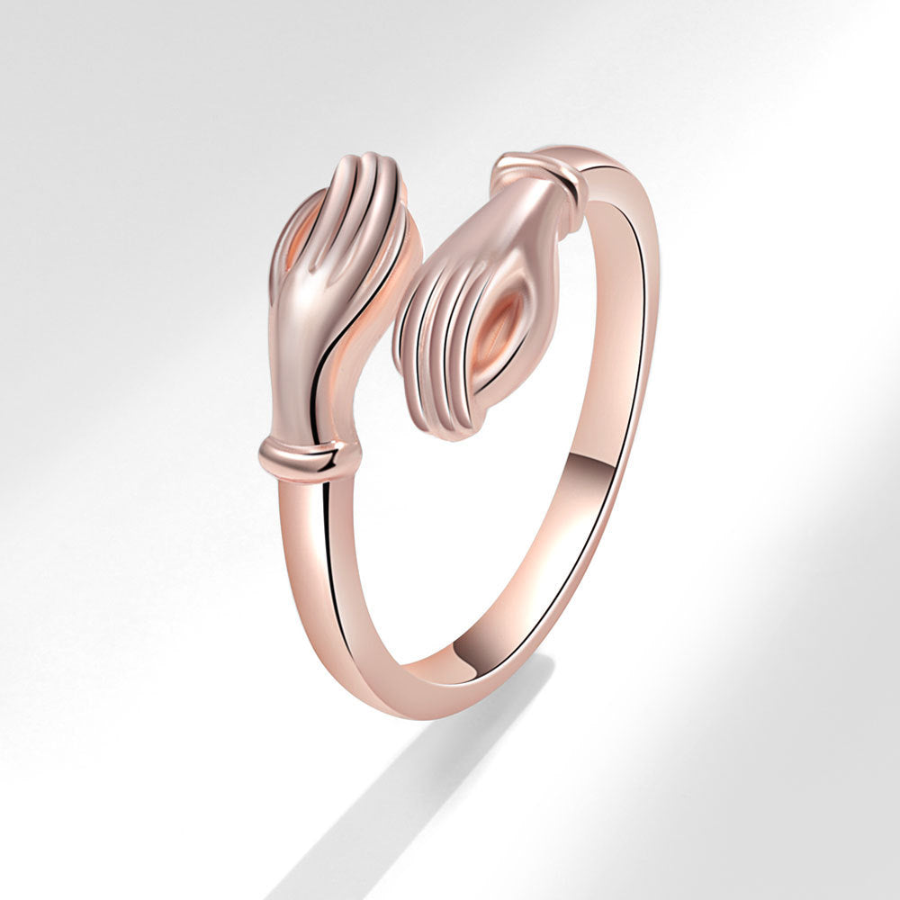 Hug Ring – Adjustable Open Design in White Gold & Rose Gold