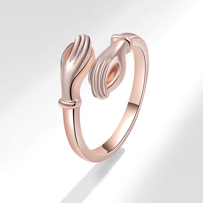 Hug Ring – Adjustable Open Design in White Gold & Rose Gold