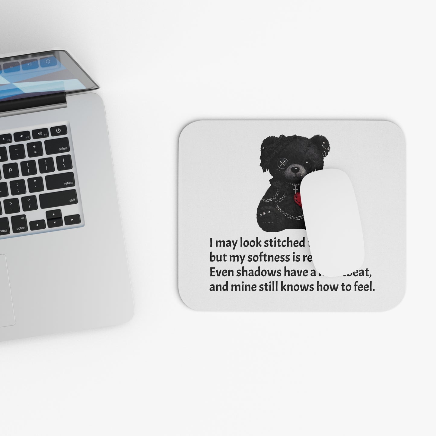 Stitched Softness — A Mouse Pad for Gentle Strength White