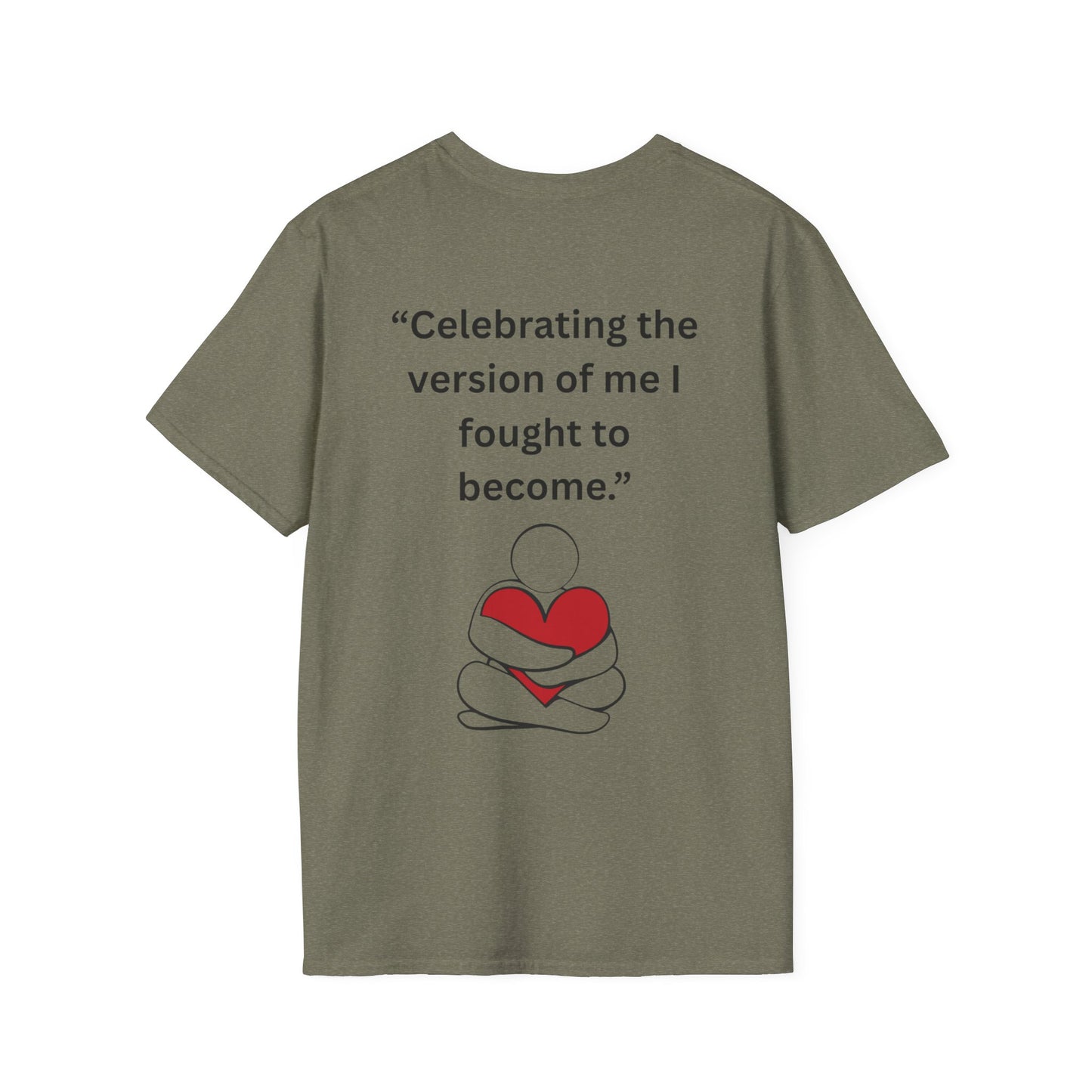 "Celebrating The Version of Me" — Self-Love Heart Unisex Softstyle Tee