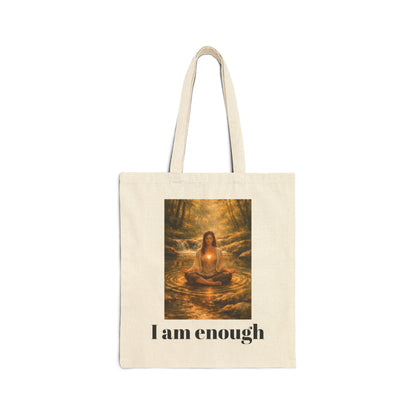 Inspirational Female  "I Am Enough"  Natural Tote Bag