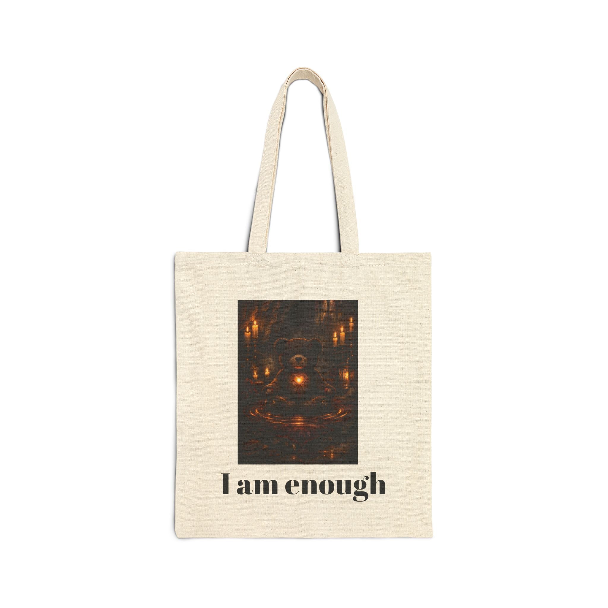 Inspirational Gothic teddy Bear "I Am Enough"  Tote Bag