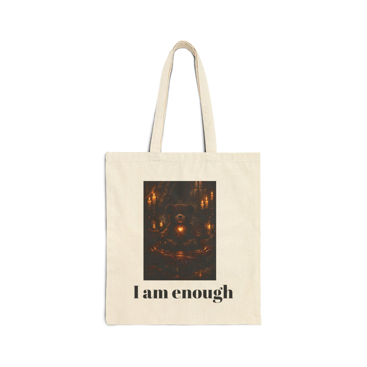 Inspirational Gothic teddy Bear "I Am Enough"  Tote Bag