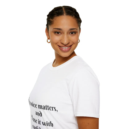 My Voice Matters, and I Use It with Confidence — Unisex Softstyle T‑Shirt