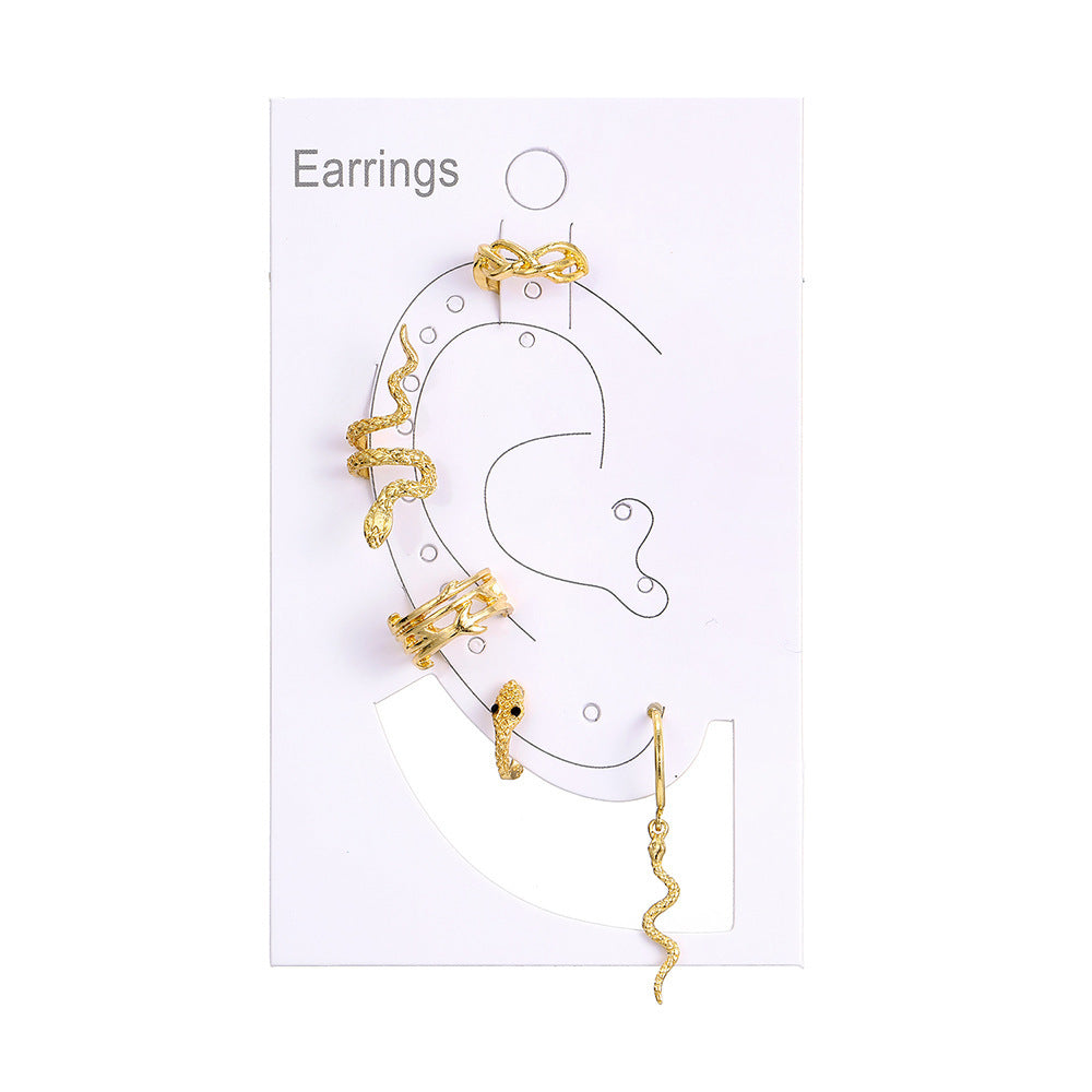 Punk Gold Plated Snake Clip Earrings