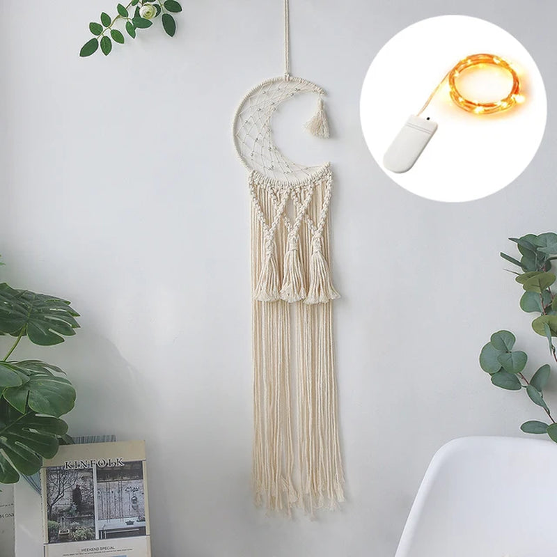 Macrame Dream Catcher Boho Moon Dreamcaters Macrame Wall Hanging Ramadan Decoration Baby Room Home Wall Decor Kids Nursery Gift