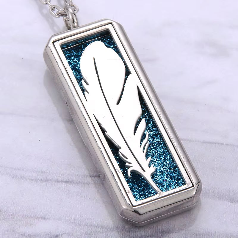 Square Aroma Locket Necklace Magnetic Stainless Steel Aromatherapy Essential Oil Diffuser Perfume Locket Pendant Jewelry