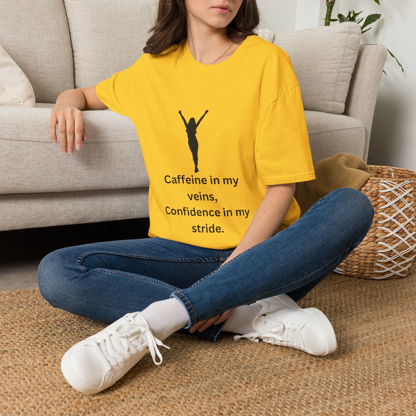 “Caffeine In My Veins, Confidence In My Stride” Tee shirt