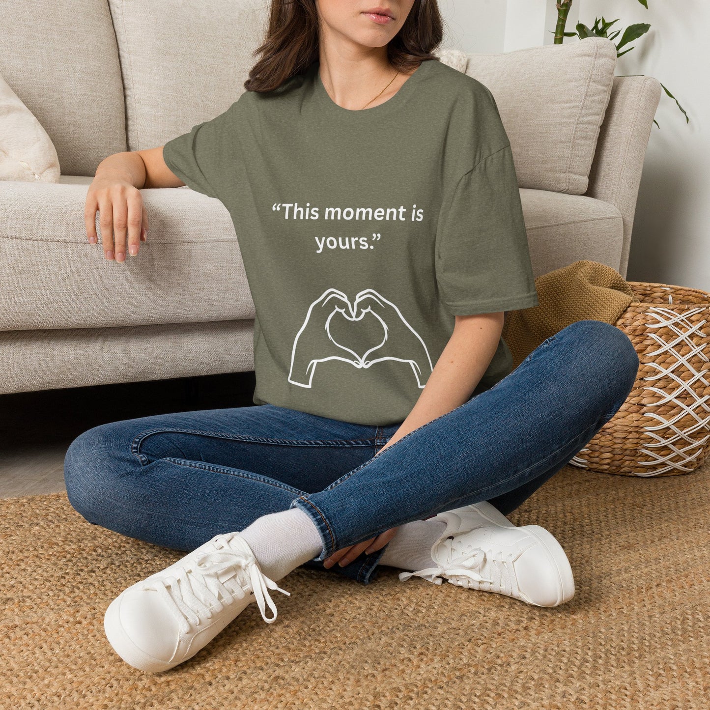 "This Moment Is Yours" — Heart Hands Unisex Softstyle Tee (White Print)