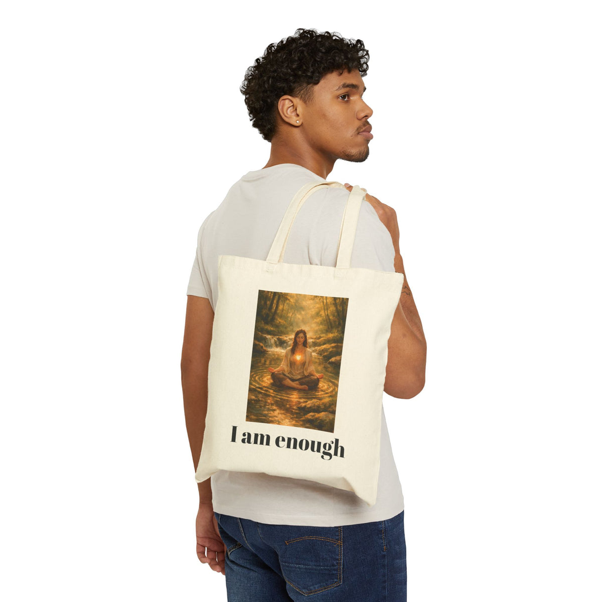 Inspirational Female  "I Am Enough"  Natural Tote Bag