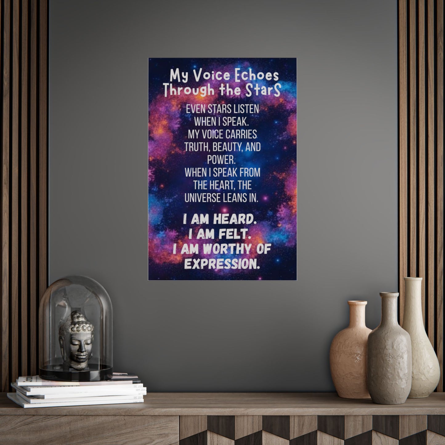 Inspirational Galaxy Poster My Voice Echoes Through the Stars Wall Art