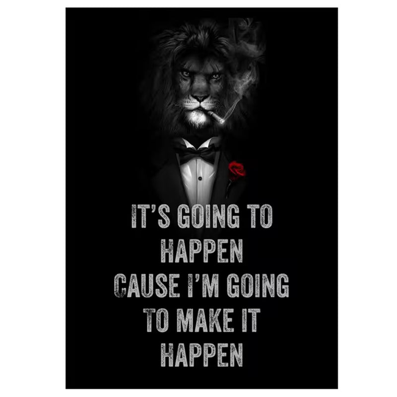 "Lion Inspirational Quotes Canvas Painting - Motivational Wall Art for Home Decor"