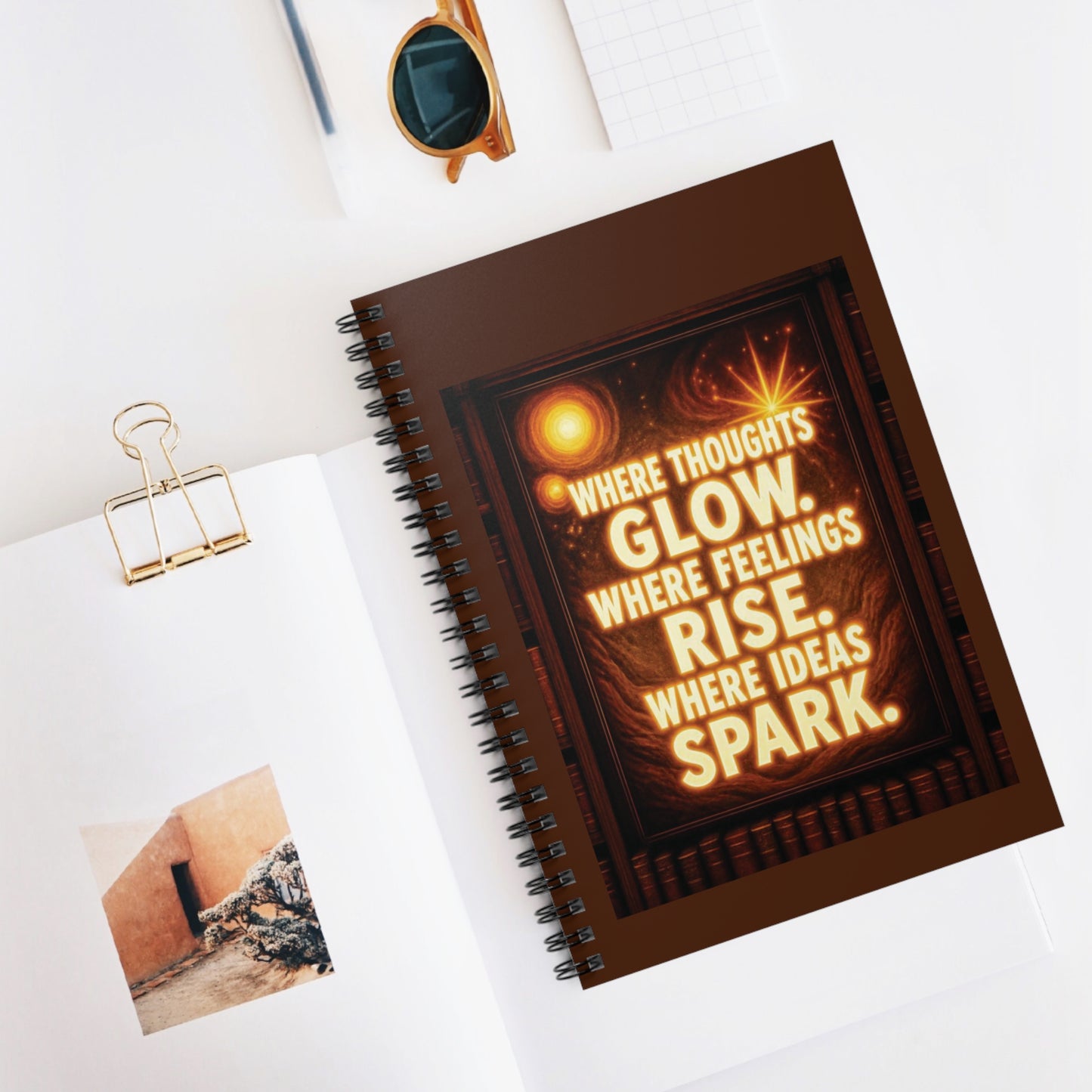 "Where Thoughts Glow" - Spiral Notebook