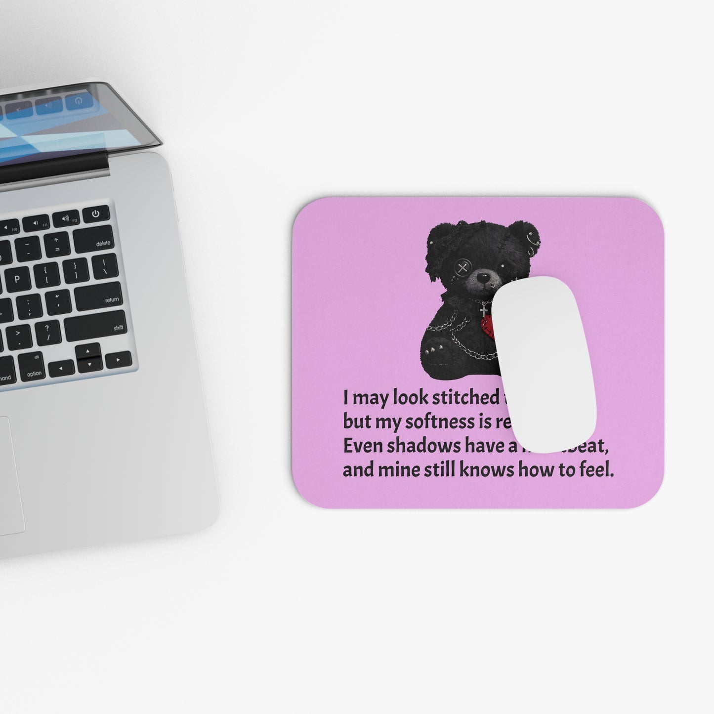 Stitched Softness — A Mouse Pad for Gentle Strength Light Pink