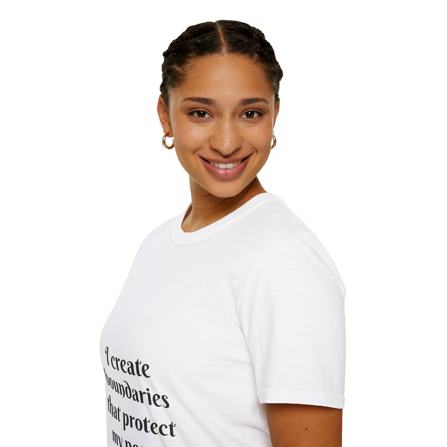 "I Create Boundaries That Protect My Peace" — Unisex Softstyle T‑Shirt